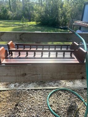 Two vintage Ethan Allen wooden Wall Shelf with Pegs - Rich Mahogany Tone